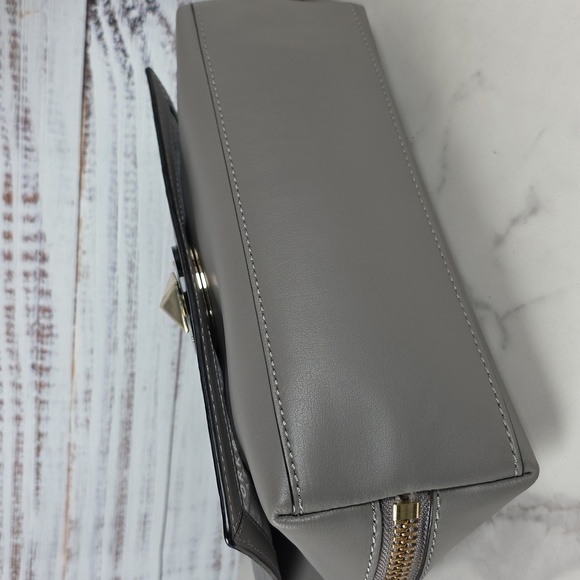 KATE SPADE GRAY BAG VARICK STREET ABBIE EXOTIC LEATHER SUEDE SATCHEL PURSE XBODY - Picture 12 of 16